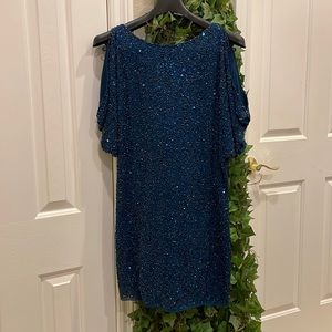 Blue Sequin Aidan Mattox Dress